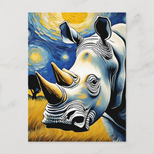 Rhino in the Starry Night Postcard