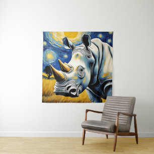 Rhino in the Starry Night Tapestry