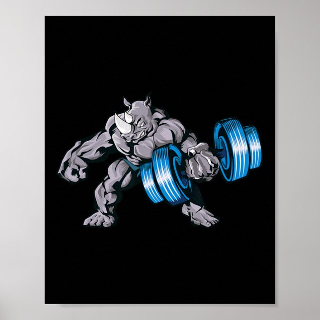 Rhino Lifting Weights Bodybuilding Beast Gym Fitne Poster (Front)