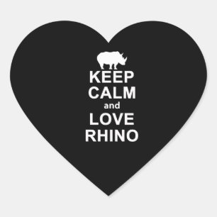 Rhino Lover Gift Keep Calm And Love Rhino Heart Sticker