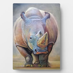 Rhino Lovers   Art Cute Rhino Portrait Print Plaque