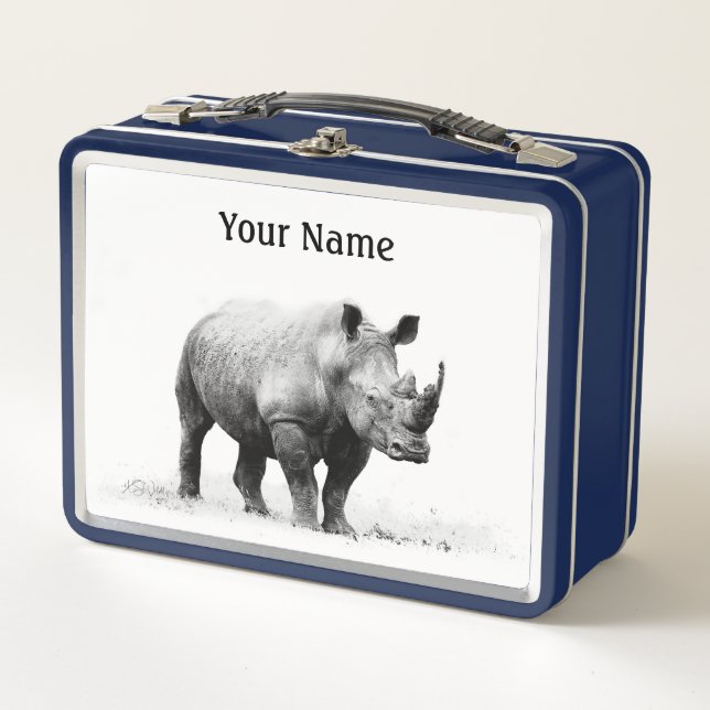 Rhino Lunch Box – Custom Safari Tin (Front)