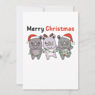 Rhino Merry Christmas Cute Dogs Holiday Card