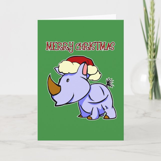 Rhino Merry Christmas Greeting Card (Front)