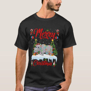 Rhino Merry Christmas Tree Lighting Santa Rhino Xm T-Shirt