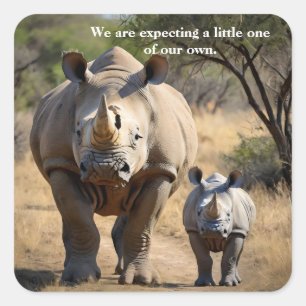 Rhino mother with Calf Square Sticker