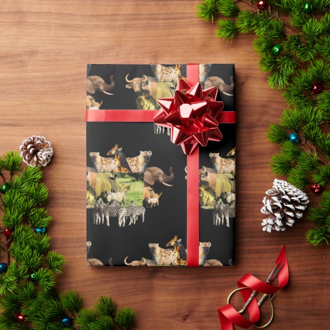 Rhino mum and calf wildlife frame Wrapping Paper (Holiday Gift)