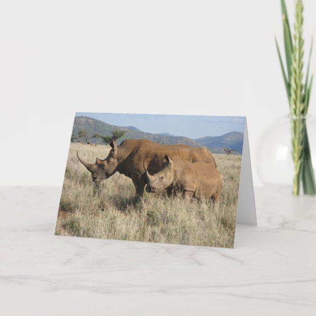 Rhino mum & baby card (Front)