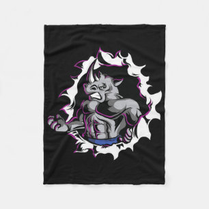 Rhino Muscles Fitness Bodybuilding Weight Lifting  Fleece Blanket