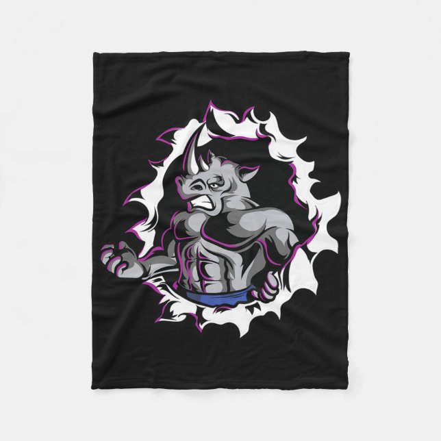Rhino Muscles Fitness Bodybuilding Weight Lifting  Fleece Blanket (Front)