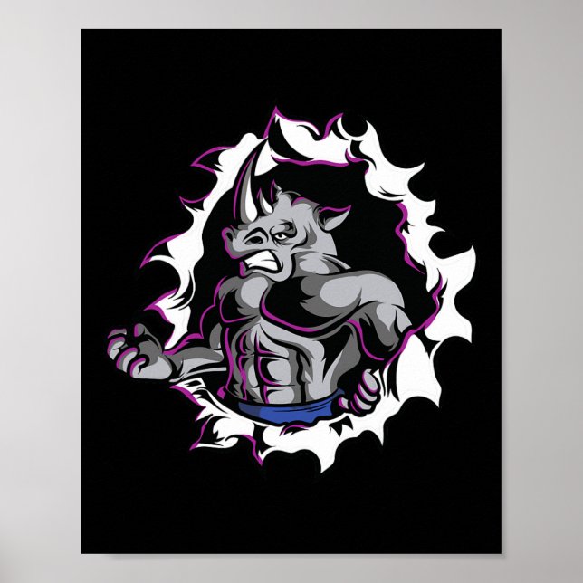 Rhino Muscles Fitness Bodybuilding Weight Lifting  Poster (Front)
