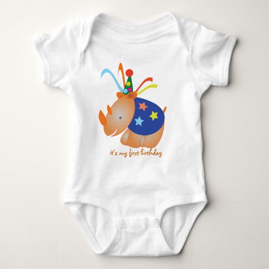 Rhino: my first birthday baby bodysuit