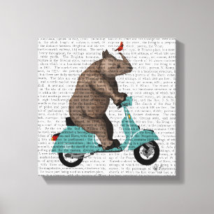 Rhino on Moped Canvas Print