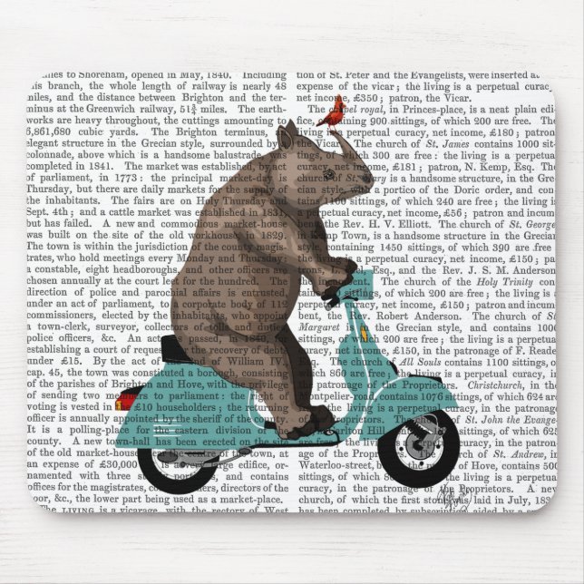 Rhino on Moped Mouse Mat (Front)