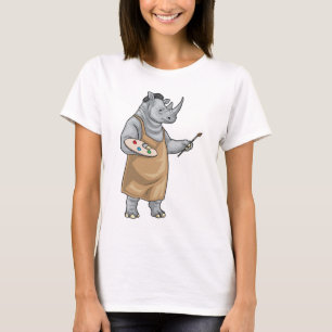 Rhino Painter Paintbrush Painting T-Shirt