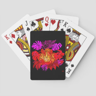 Rhino - pink and red playing cards