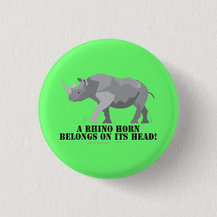 Rhino Poaching Conservation Message 3 Cm Round Badge