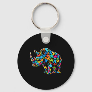 Rhino Puzzle Autism Awareness Autistic Womens Mens Key Ring