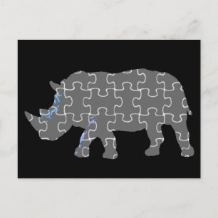 Rhino puzzle zoo animal postcard