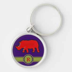 rhino R initial name letter Key Ring