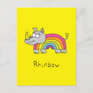 Rhino Rainbow Cute Kids Rhinoceros Postcard
