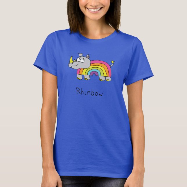 Rhino Rainbow Funny Cute Kids Rhinoceros T-Shirt (Front)