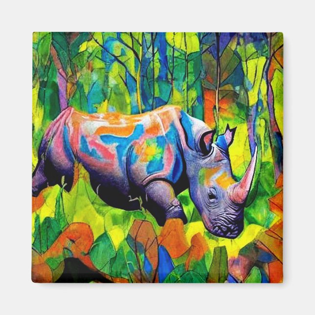 Rhino reflecting foliage magnet (Front)