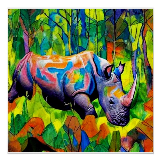 Rhino reflecting foliage poster (Front)
