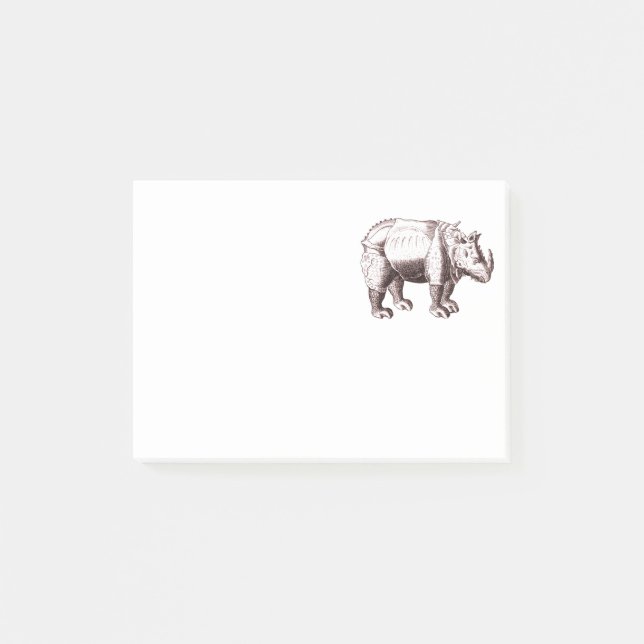 Rhino - Renaissance Style Drawing of a Rhinoceros Post-it Notes (Front)