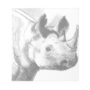 Rhino Rhinoceros Pencil Drawing sketch Notepad