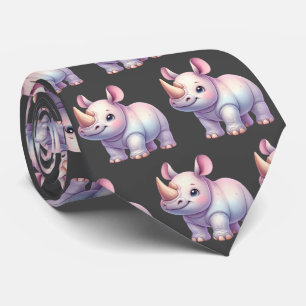 Rhino Rhinoceros Rhinos Kawaii Cute Neck Tie