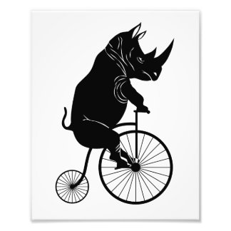 Rhino Riding a Bike Photo Print