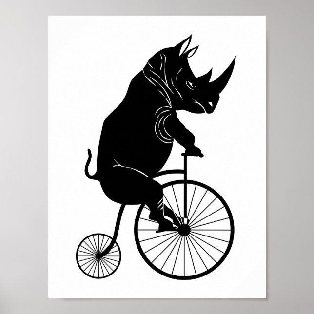 Rhino Riding a Bike Poster (Front)
