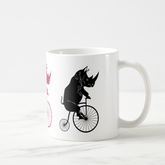 Rhino Riding an Old Fashion Bike Coffee Mug (Right)