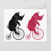 Rhino Riding an Old Fashion Bike