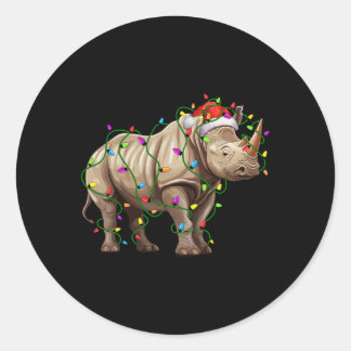 Rhino Santa Christmas Tree Lighting Xmas Funny Classic Round Sticker