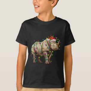 Rhino Santa Christmas Tree Lighting Xmas Funny T-Shirt