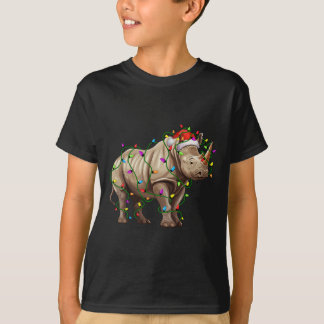 Rhino Santa Christmas Tree Lighting Xmas Funny  T-Shirt