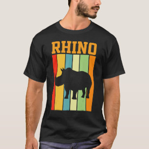 Rhino Shadow Silhouette In Retro Colours T-Shirt