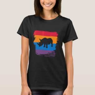 Rhino Shadow Silhouette With Colourful Flag T-Shirt