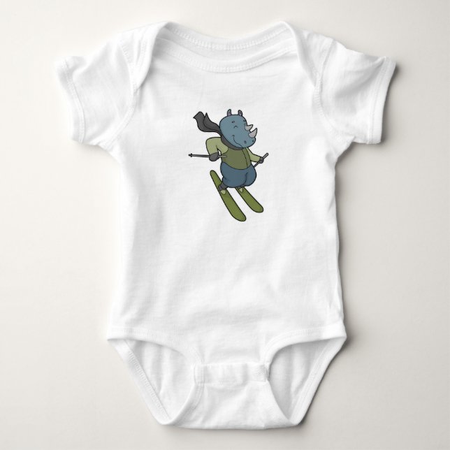 Rhino Skier Ski Baby Bodysuit (Front)