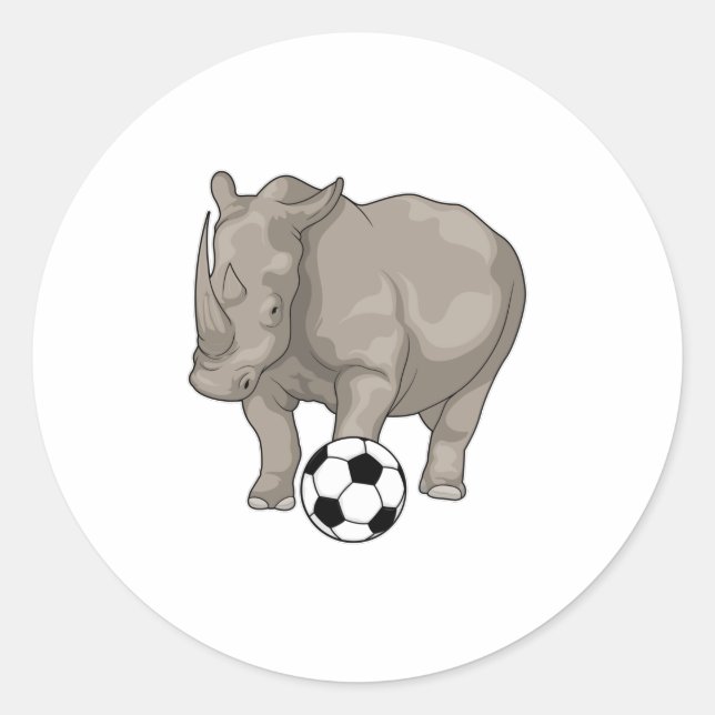 Rhino Soccer player Soccer Classic Round Sticker (Front)