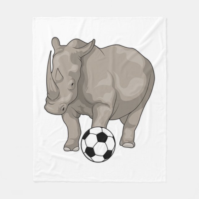 Rhino Soccer player Soccer Fleece Blanket (Front)