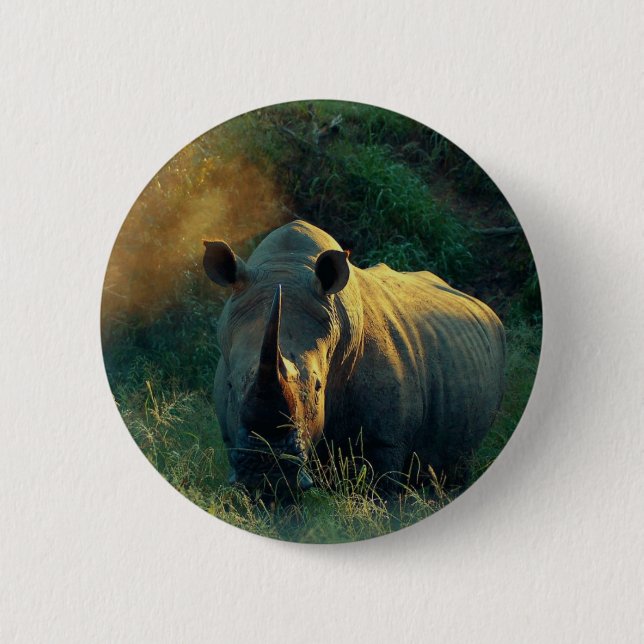 Rhino stare 6 cm round badge (Front)