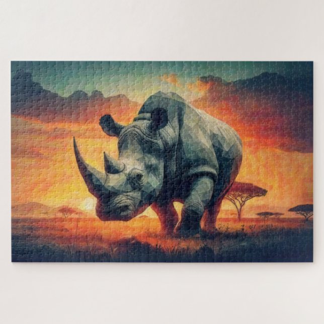 Rhino Sunset Safari Jigsaw Puzzle (Horizontal)