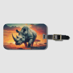 Rhino Sunset Safari Luggage Tag