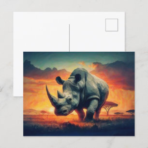Rhino Sunset Safari Postcard