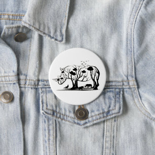 Rhino Tree Silhouette 7.5 Cm Round Badge