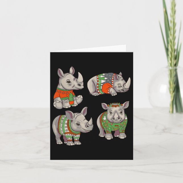 Rhino Ugly Christmas Sweater Contest  Card (Front)