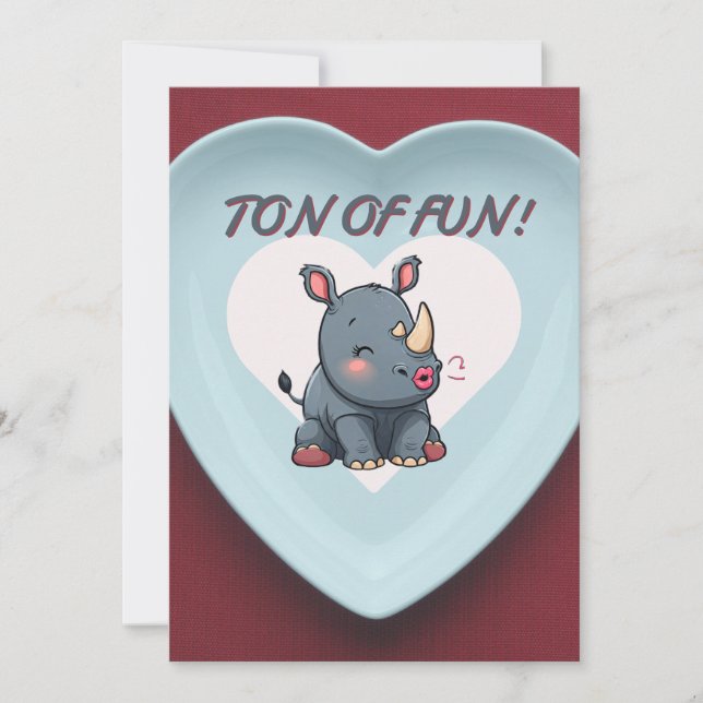 Rhino Valentine's Day Party Invitation (Front)